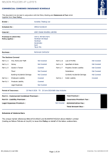 Nelson Commercial Combined Insurance Schedule 2026-03-27 01